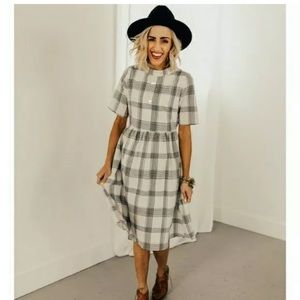 Roolee Plaid Babydroll Midi Dress XS